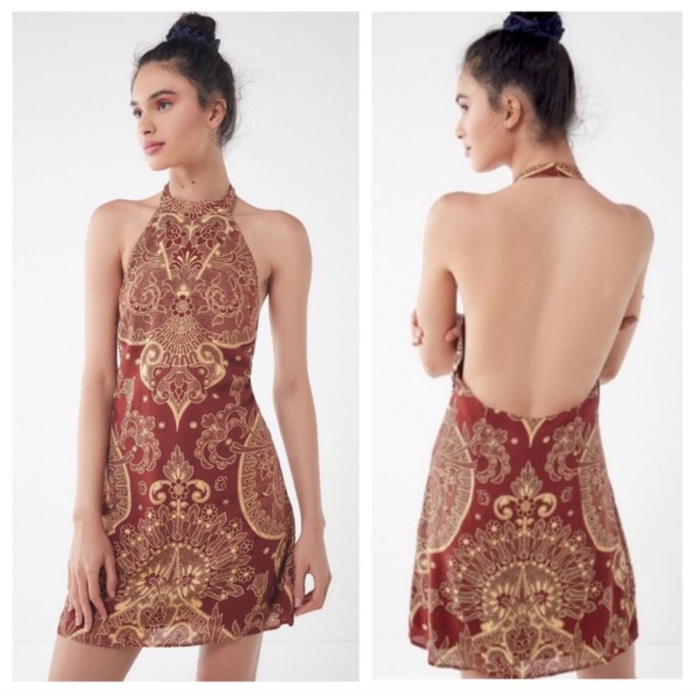 Urban outfitters golden hem backless boho 70s